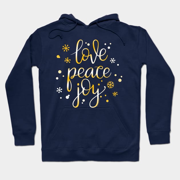 Pretty Holiday Love Peace and Joy Christmas Hoodie by Dibble Dabble Designs